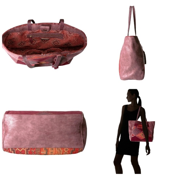 Steve Madden Contemporary Boho Purple Tapestry Patchwork Tote - Picture 5 of 5